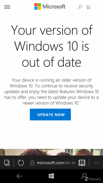 Microsoft рекомендует обновить мобильную Windows 10 до настольной